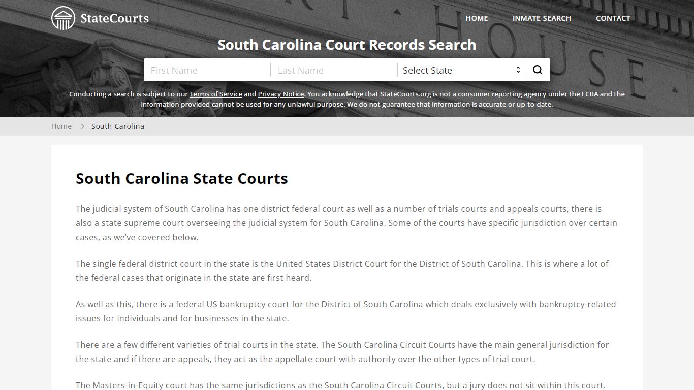 South Carolina Court Records - SC State Courts