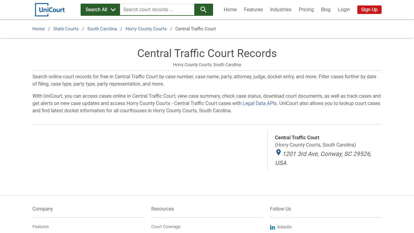 Central Traffic Court Records | Horry | UniCourt